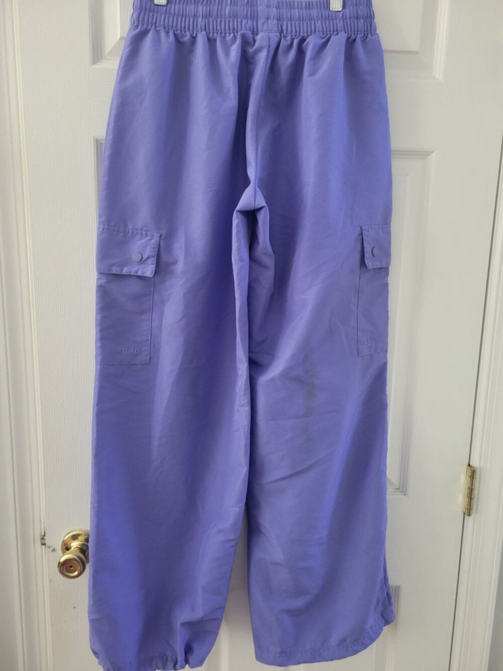 Adidas Originals Wide Leg Cargo Pants Purple Parachute M Y2k Baggy Streetwear - Picture 4 of 12